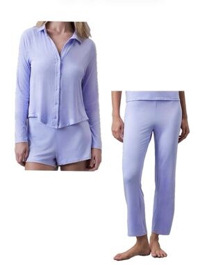 Calvin Klein Ultra Soft Modal 3 Piece Pajama Set Saltwater Blue
